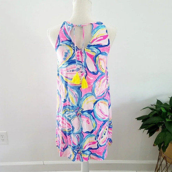 Lilly Pulitzer Margot Sunny Side Halter Tassle Tropical Pima Cotton Dress XXS - Picture 9 of 14